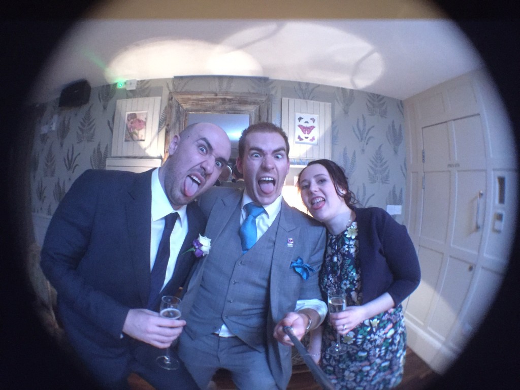 amy mark and great john street hotel magician sam fitton posing for a selfie